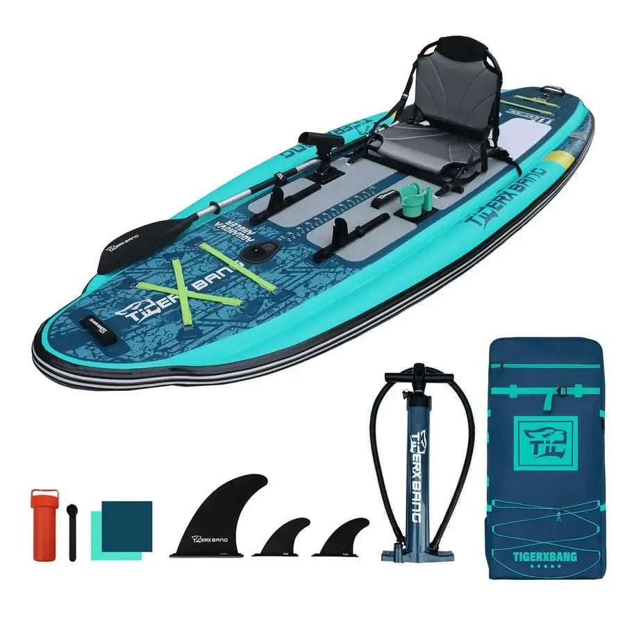 Inflatable Fishing Kayak, HighPerformance Inflatable KayakIdeal for Water Fishing Activities, Equipped with Comfortable Seats a