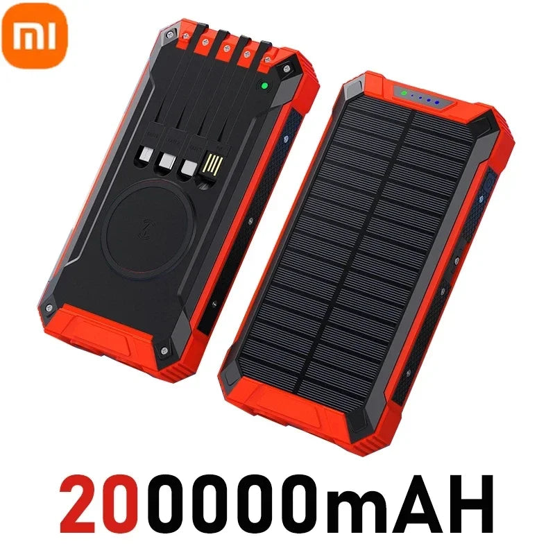 XIAOMI Solar Wireless Power Bank 200000mAh Large Capacity Fast Charging External Battery Outdoor Survival Emergency Equipment