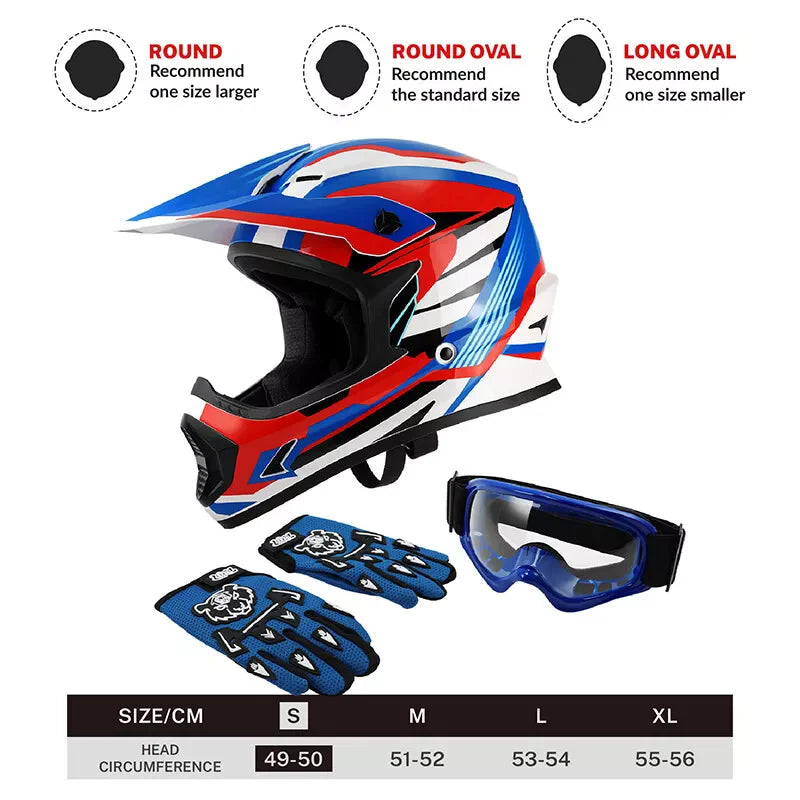 DOT Youth Helmet Child Kids Motorcycle Full Face Offroad Dirt Bike ATV S M L XL