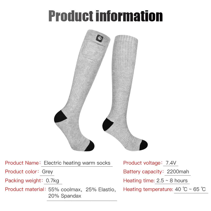 Snow Deer Winter Heated Sock Thermal Stockings Woman Men Ski Camping Warm Socks Sports Rechargeable Battery Foot Warmer