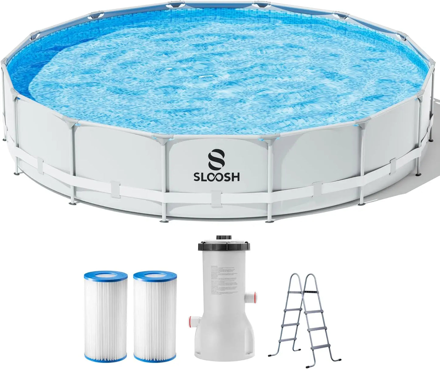 JOYFY Round Above Ground Pool 12ft/10ft/15ft Outdoor Round Frame Above Ground Swimming Pool Set for Kids Adults with Filter Pump