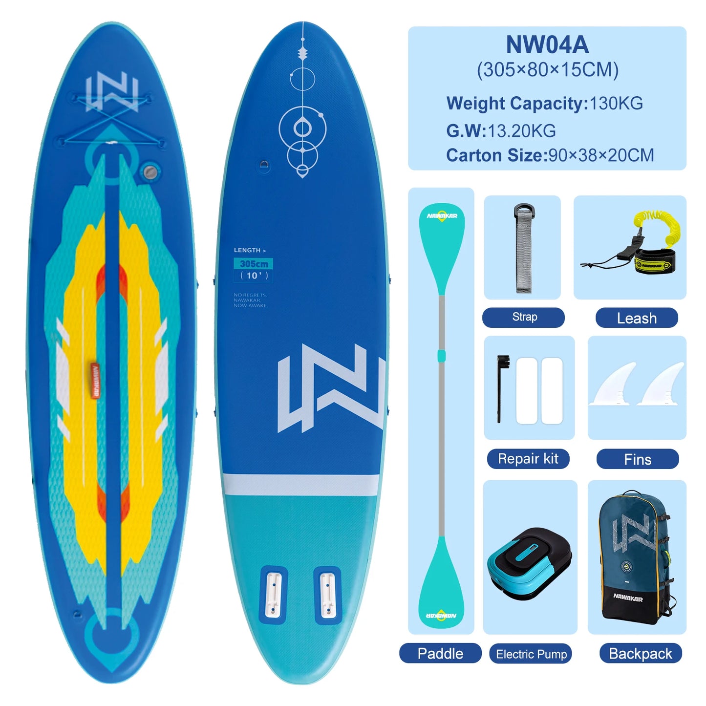 NAWAKAR 336x91x15cm Inflatable Stand Up Paddle Board Extra Wide Yoga ISUP Premium Complete Set Pink Blue Women Adults SUP Boards
