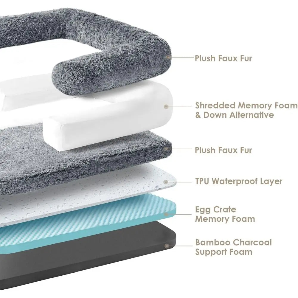 Foldable Human Dog Bed, 72"x44"x11" Orthopedic Memory Foam Human Sized Dog Bed, Waterproof Pet Bed for People, Faux Fur Pet Couc