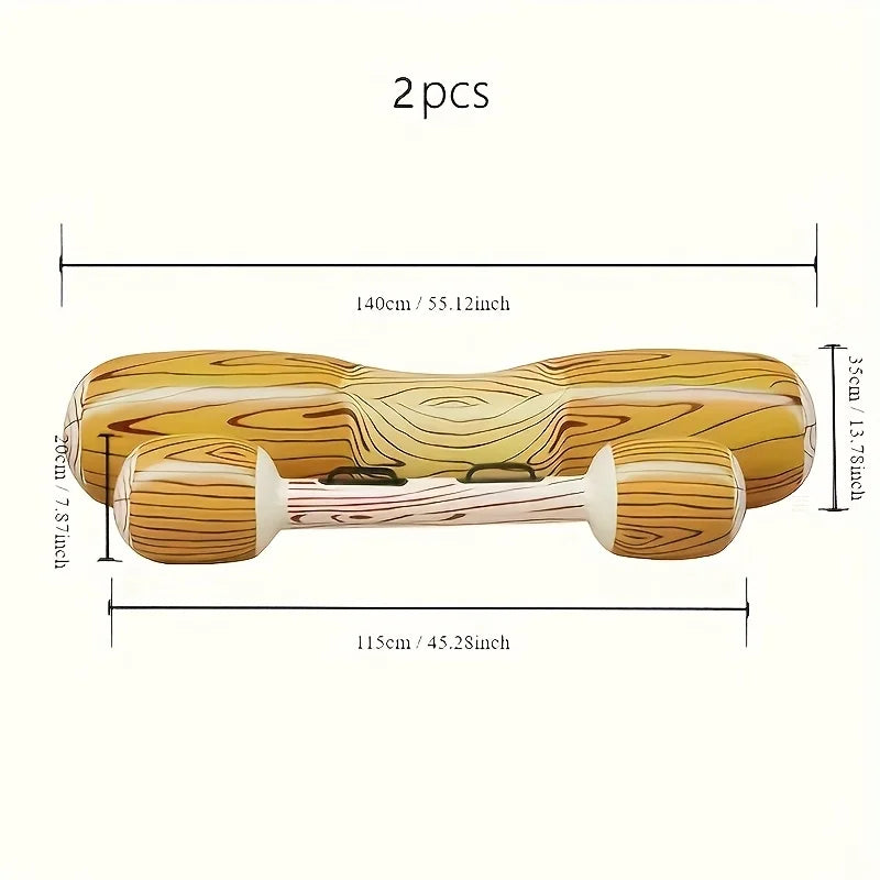 Fun Water Game with Inflatable Floating Wood Grain Patterned Bumper, Suitable for Outdoor Beaches, Pool Parties