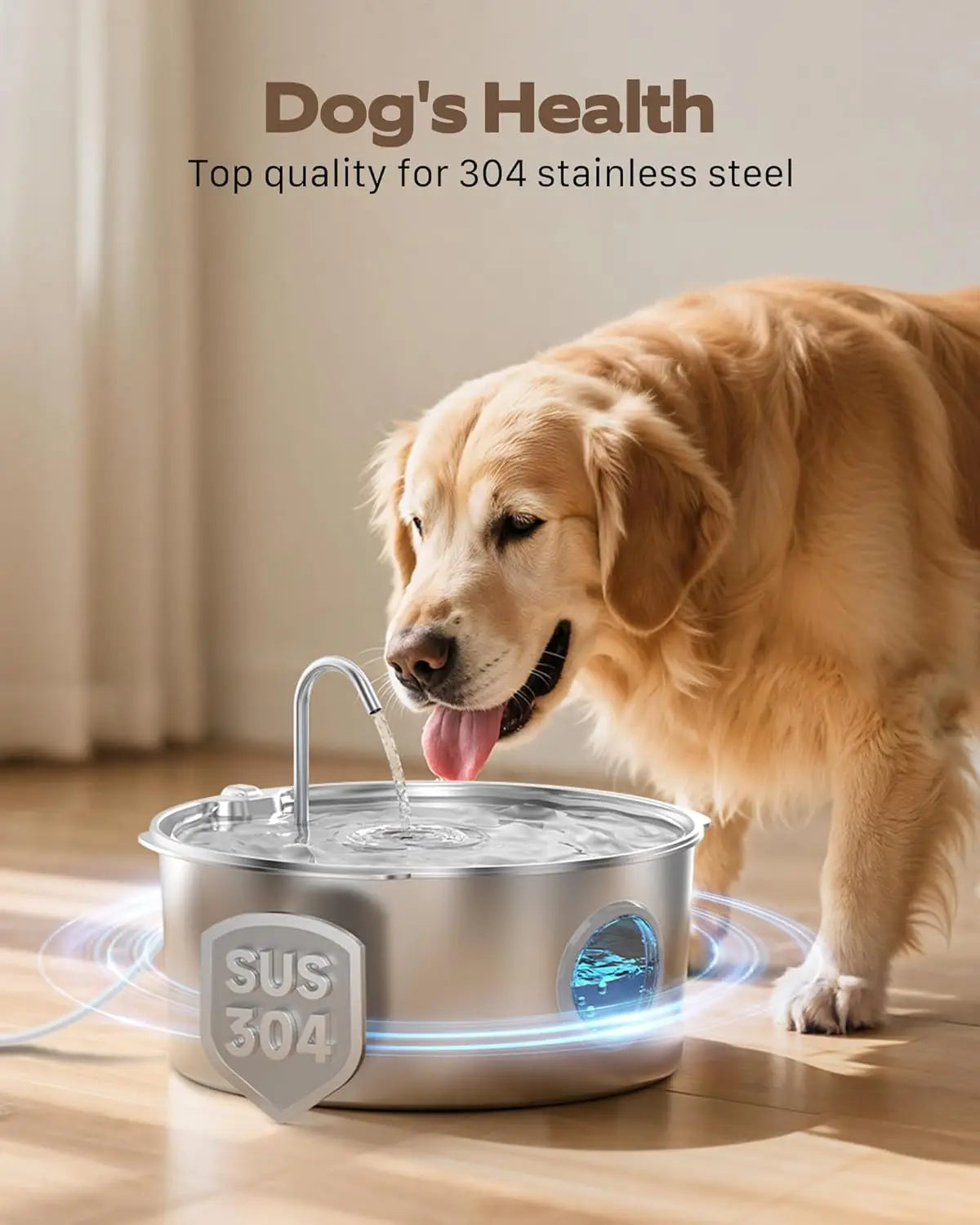 Large Pet Water Fountain: 12L Stainless Steel Bowl with Quiet Pump & Visual Water Level for Dogs Cats