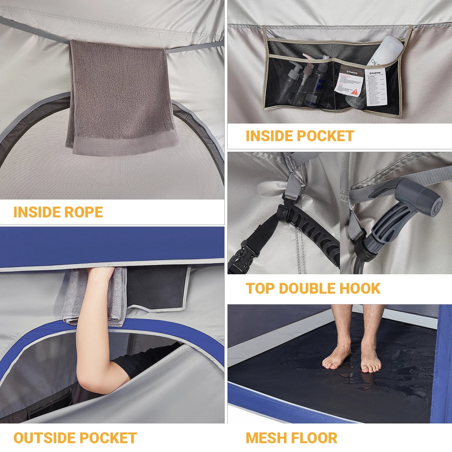 KingCamp Shower Tent Portable Outdoor Shower Tent Collapsible Shelter For Camping Hiking Beach Picnic Fishing