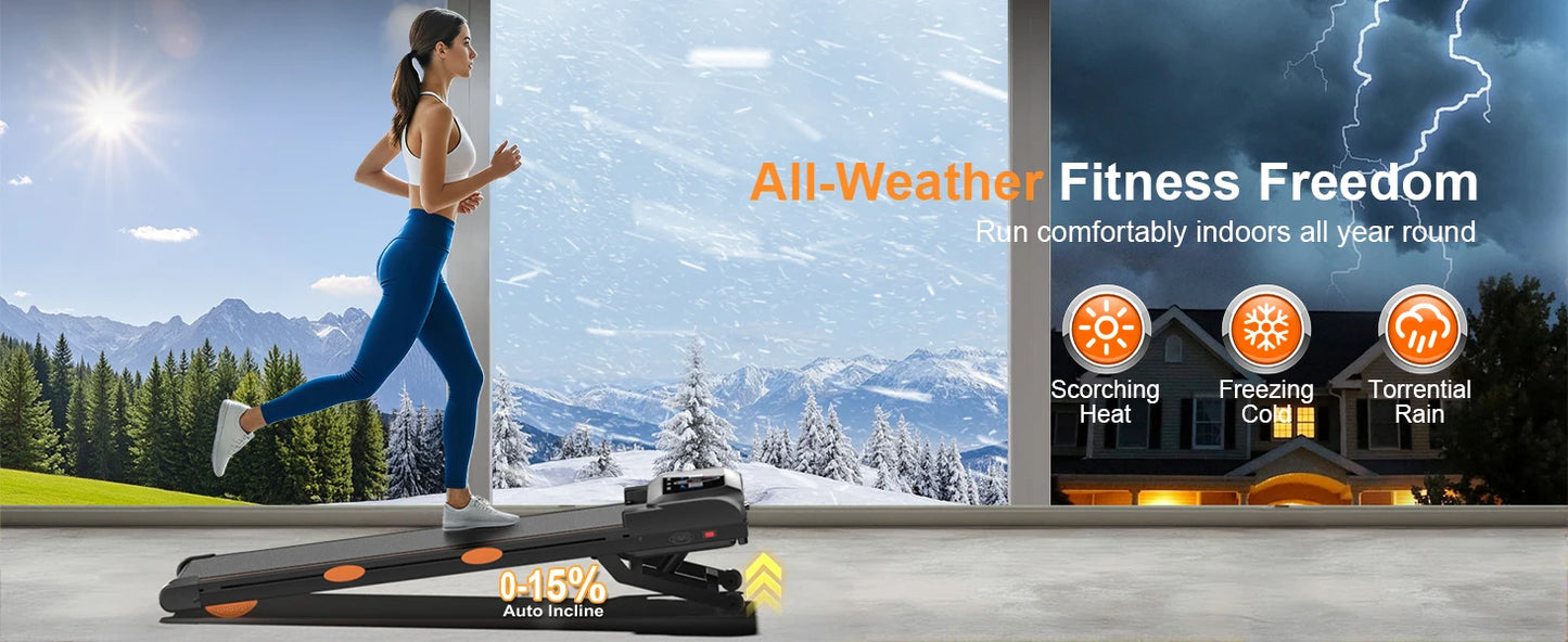 3.5HP Walking Pad Treadmill with 17% Auto Incline 12-Level,450 lbs RGB UI Screen,3 in 1 Under Desk Treadmill with Auto Incline