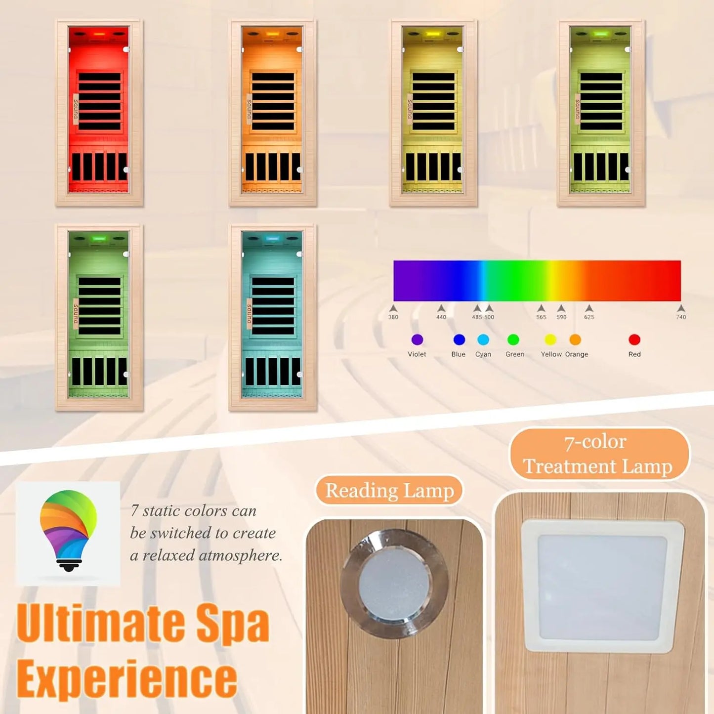 Portable 1 Person Far Infrared Sauna for Home - Low EMF Carbon Fiber Heat with Bluetooth & Chromotherapy, Natural, Customized