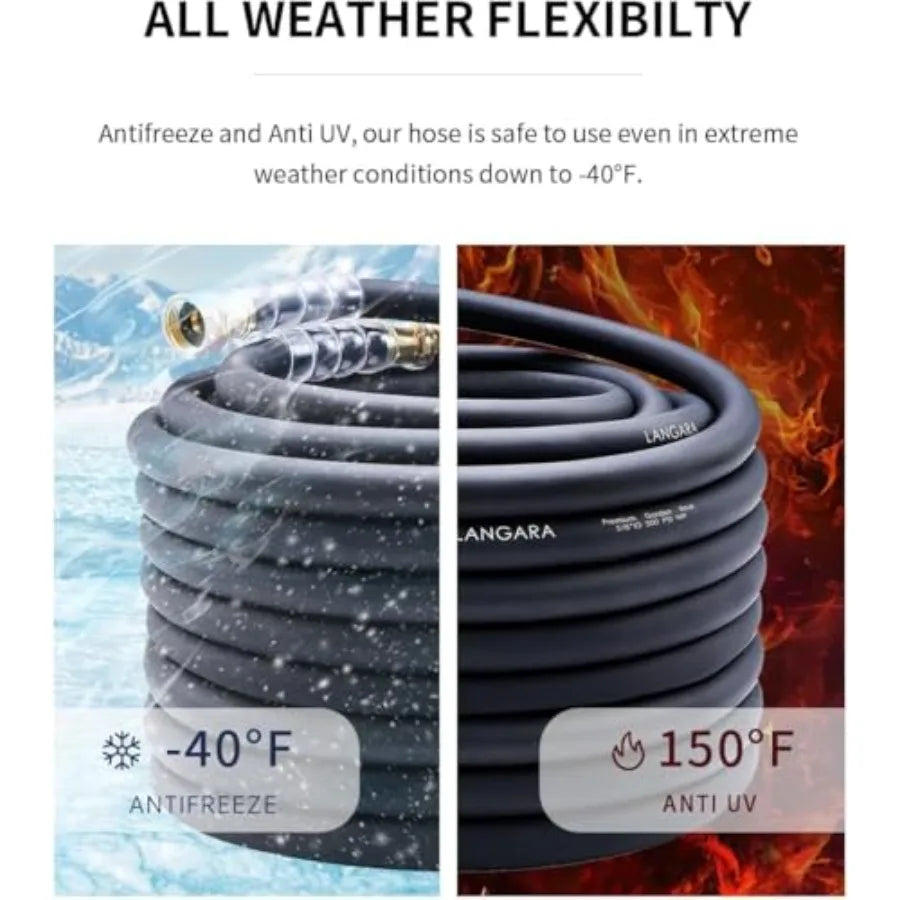 Heavy Duty Premium Garden Hose 150ft x 3/4 300PSI Working 1000PSI Burst Hybrid Rubber Water Hose with Transparent Swivel Handle