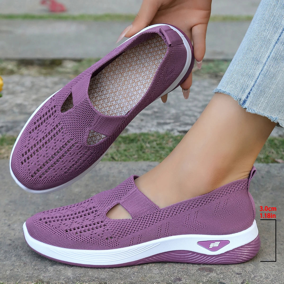 Women's shoes, women's sports shoes, summer flying woven mesh soft sole breathable sports shoes