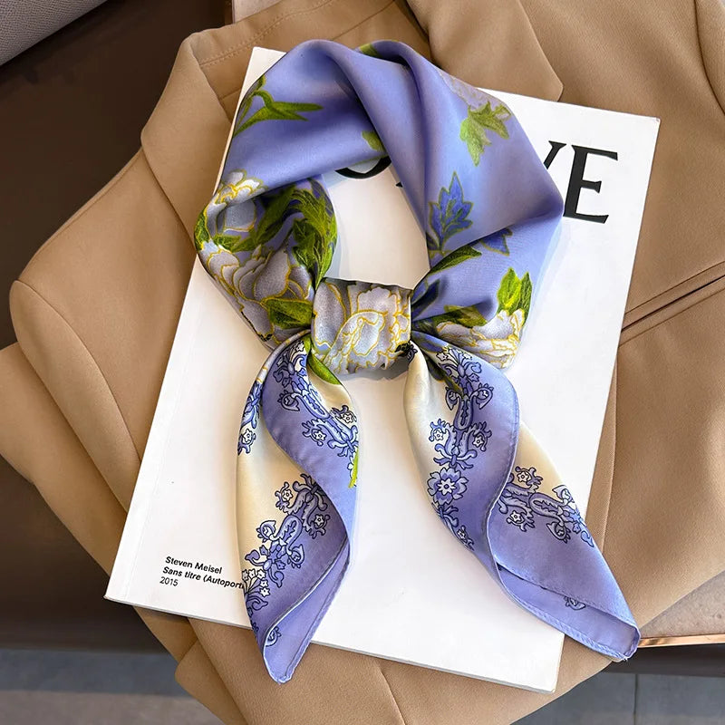 2026 New Fashion 70X70cmPrinted Women's Scarf Pashmina Silk Scarf Square Shawl Decorative Headband Neck Luxury Design Bandana