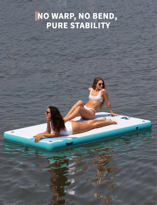Inflatable Floating Dock Platform for Water Sports – Ultra-Stable Swim Raft with Rope Ladder & Anchors, Portable PVC Water Mat