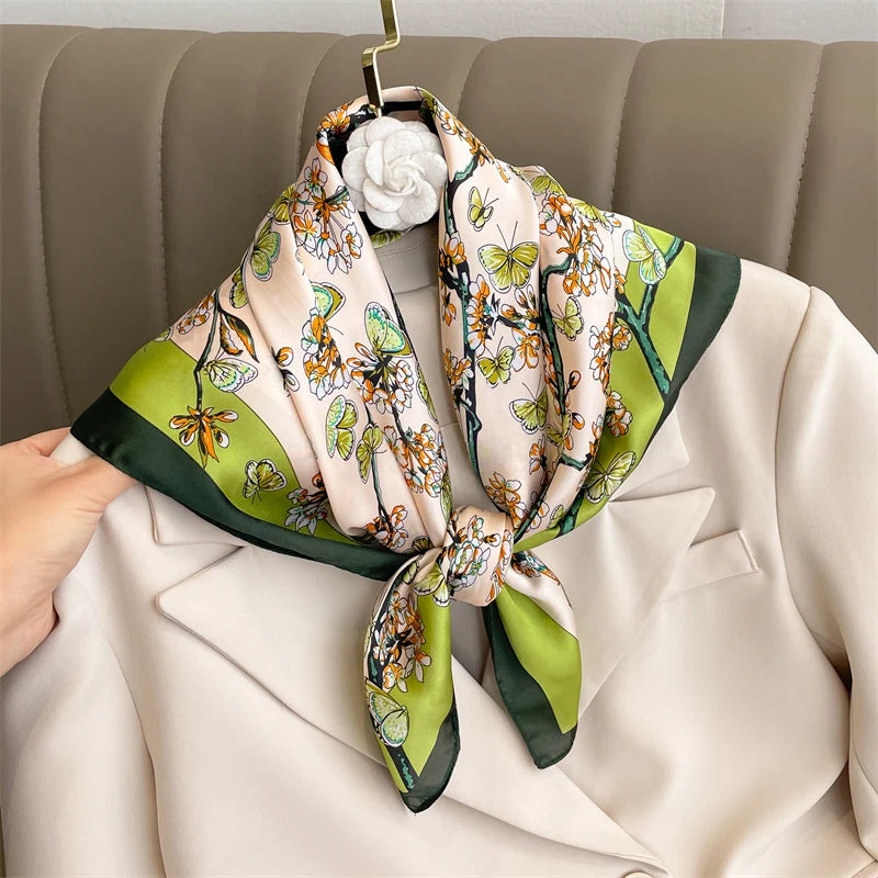 2026 New Fashion 70X70cmPrinted Women's Scarf Pashmina Silk Scarf Square Shawl Decorative Headband Neck Luxury Design Bandana
