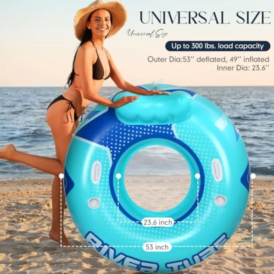 12 Pcs 53 Heavy Duty River Tube Float Inflatable Pool Floating Tube for Adult Large River Raft Water Chair Lounger with Mesh Bo