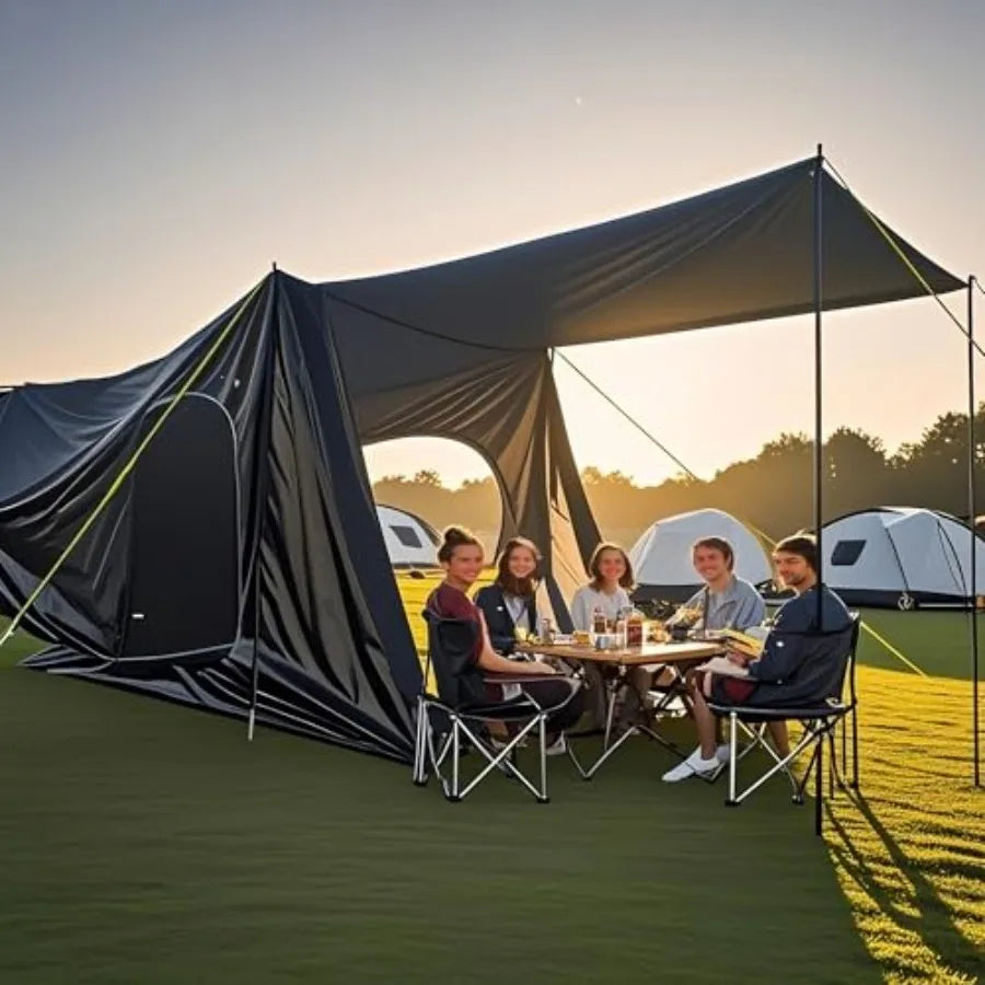 Instant Camp Hub Tailgate Tent 3 Person Spacious Shelter with 3 Doors Universal Car Fit 2-Minute Setup