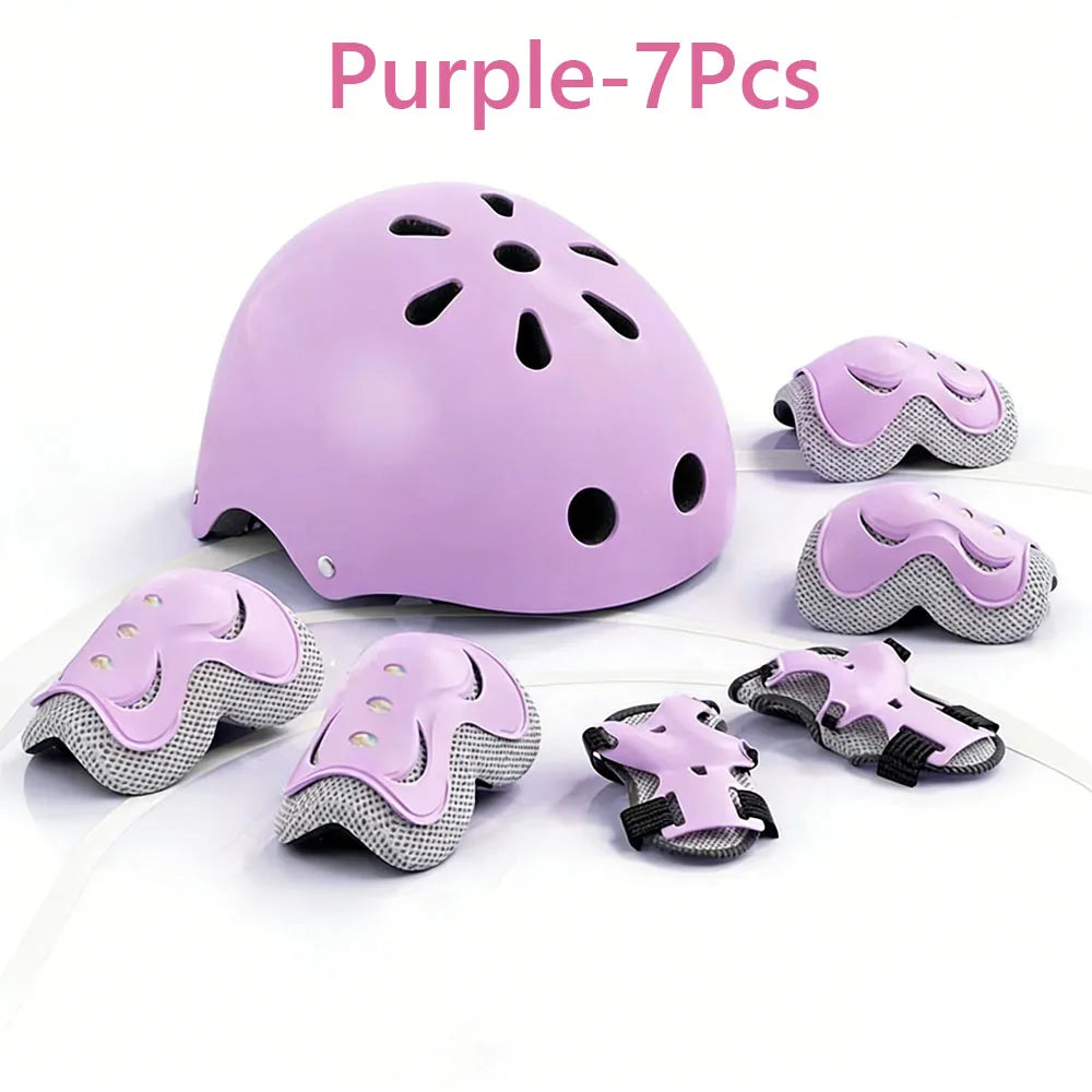 7Pcs/Set Kids Ages 3-10 with Wrist Guard and Knee Pads Elbow Pads Adjustable Protective Gear for Toddler Skating Cycling Scooter