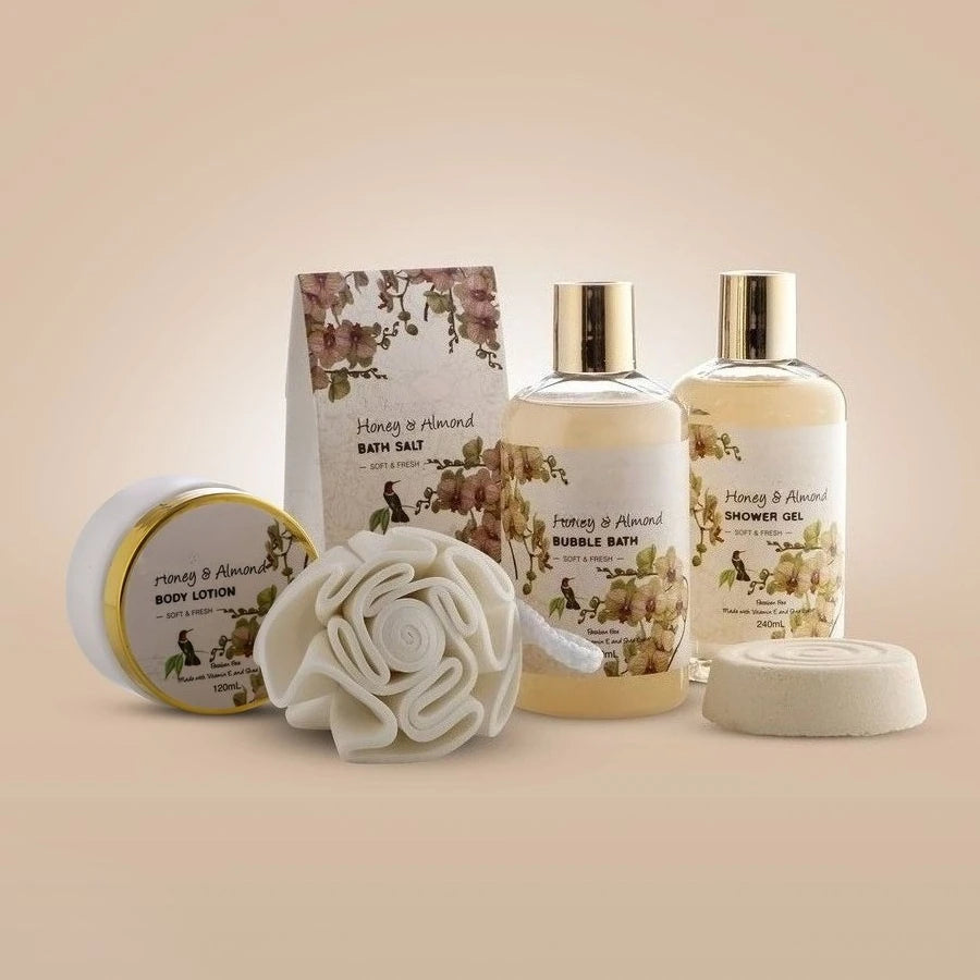 Gifts, Gift Baskets for Women Who Have Everything, Home Spa Honey amp Almond Scent, Luxury Bath amp Body Set Shower Gel, Bubble