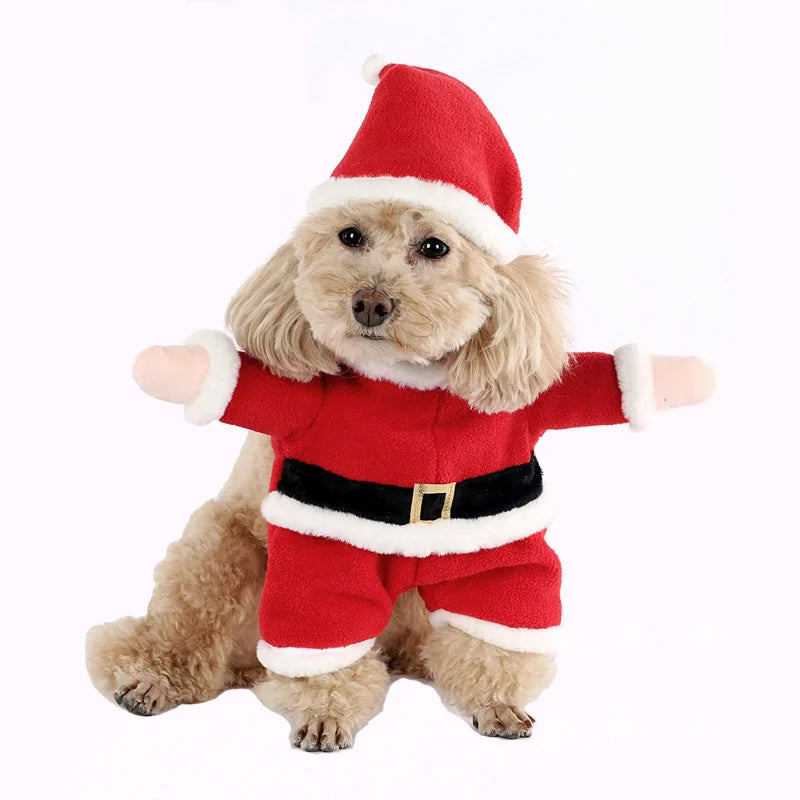 Pet Dog Christmas Clothes Winter Warming And Cosplay New Fashion Cloth Fake Hand Santa Claus Costume New Year Dog Classic Gift