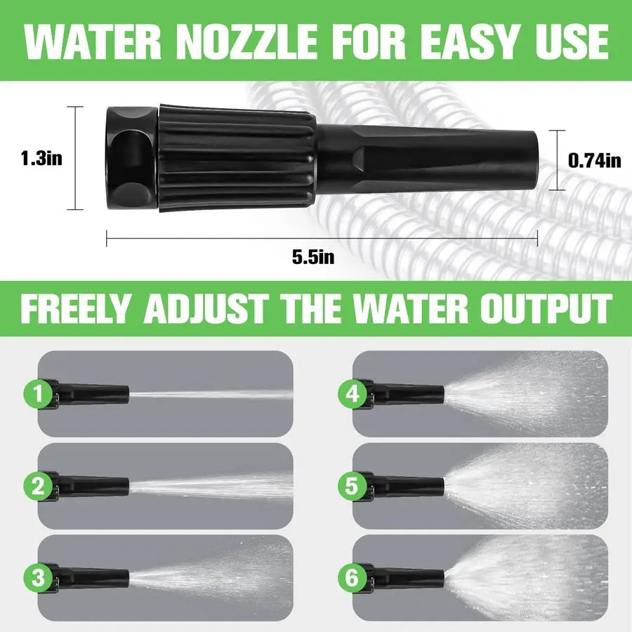 Hose 100ft Stainless Steel Water Hose Super Tough Flexible Water Pipe with Brass Fittings and Sprayer Nozzle, No Kink, Rust Proo
