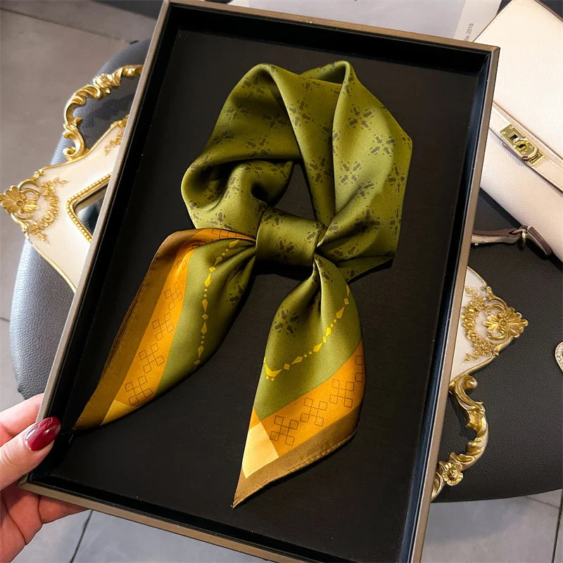 2026 New Fashion 70X70cmPrinted Women's Scarf Pashmina Silk Scarf Square Shawl Decorative Headband Neck Luxury Design Bandana
