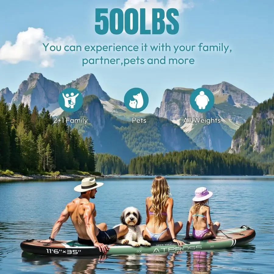 Inflatable Paddle Board, 500lbs Extra Wide Stand Up Paddleboard for Adults with Premium SUP Accessories Kit amp Backpack, Blow