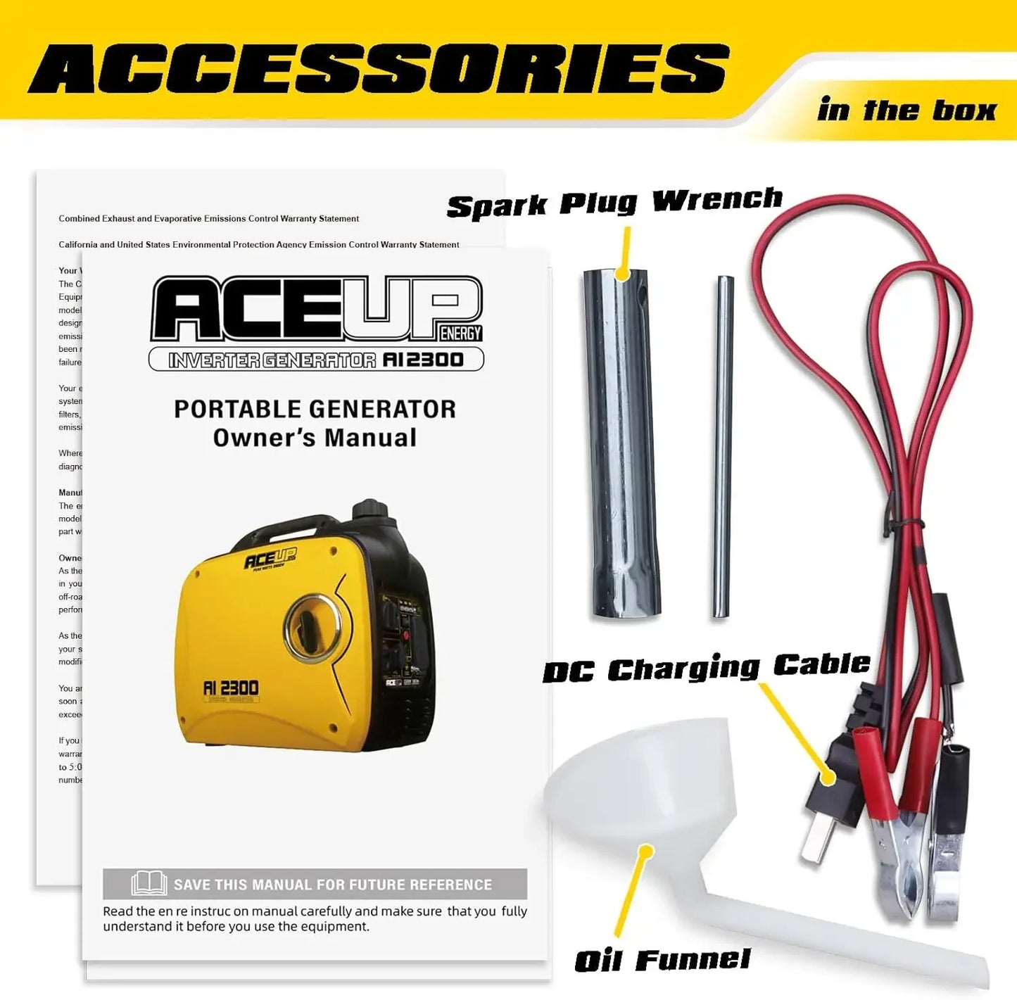 2300 Watt Portable Inverter Generator, Super Quiet Gas Generator for Home Use, EPA Compliant, Lightweight RV Ready