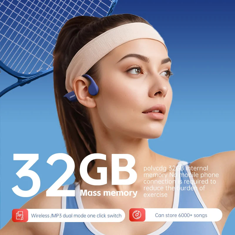 POLVCDG X7 Bone conduction Bluetooth earphone IPX8 swimming earphone 32G memory outdoor sports cycling earphone 2024 new product