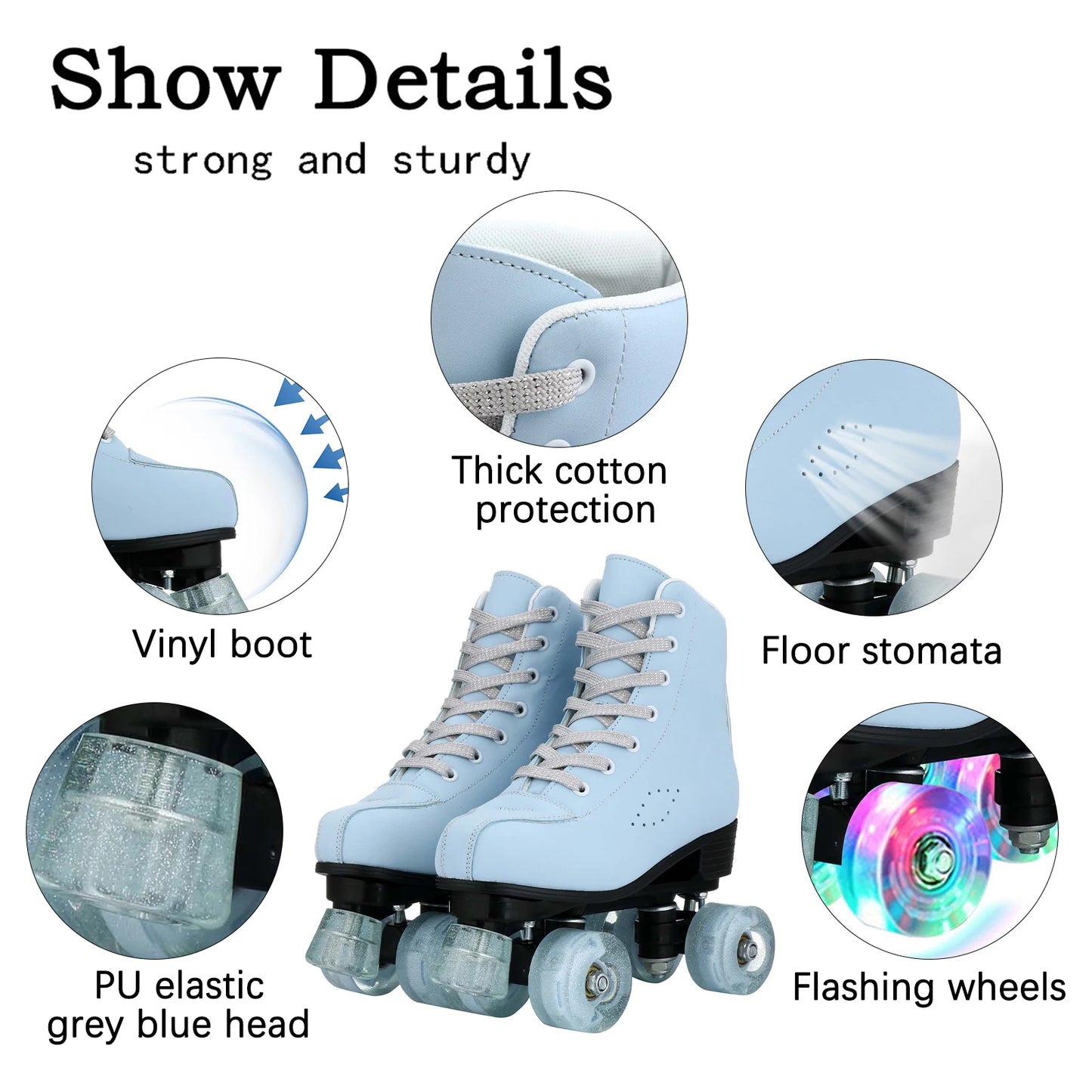 YYW Flashing Roller Skates For Women Double Row Quad Skate Shoes Adult Outdoor Indoor Skating Training Sneakers With 4 Wheels