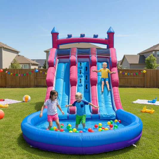 Inflatable Water Slide Commercial Water Slide  Splash Pool Backyard Outdoor Fun Bouncy Water Park Water slide for Kid