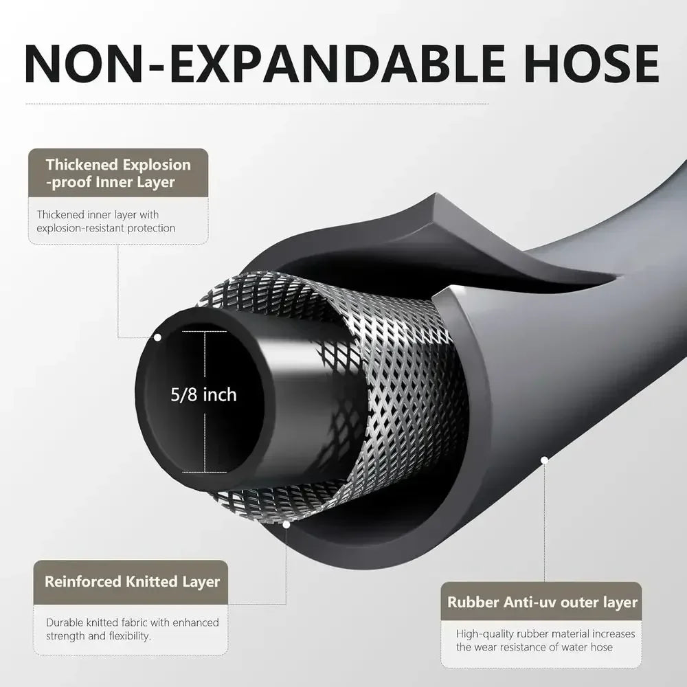 Garden Hose 5/8" x 75ft Brass Rubber Heavy Duty Water Hose 600 PSI Burst Pressure, Durable Flexible Hose for Yard, Car Wash, Pet