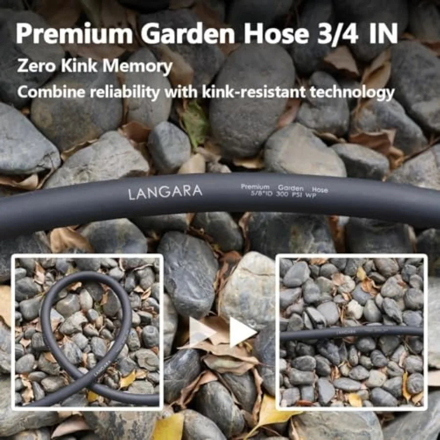 Heavy Duty Premium Garden Hose 150ft x 3/4 300PSI Working 1000PSI Burst Hybrid Rubber Water Hose with Transparent Swivel Handle