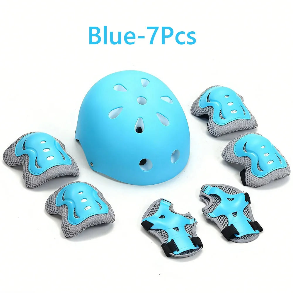 7Pcs/Set Kids Ages 3-10 with Wrist Guard and Knee Pads Elbow Pads Adjustable Protective Gear for Toddler Skating Cycling Scooter