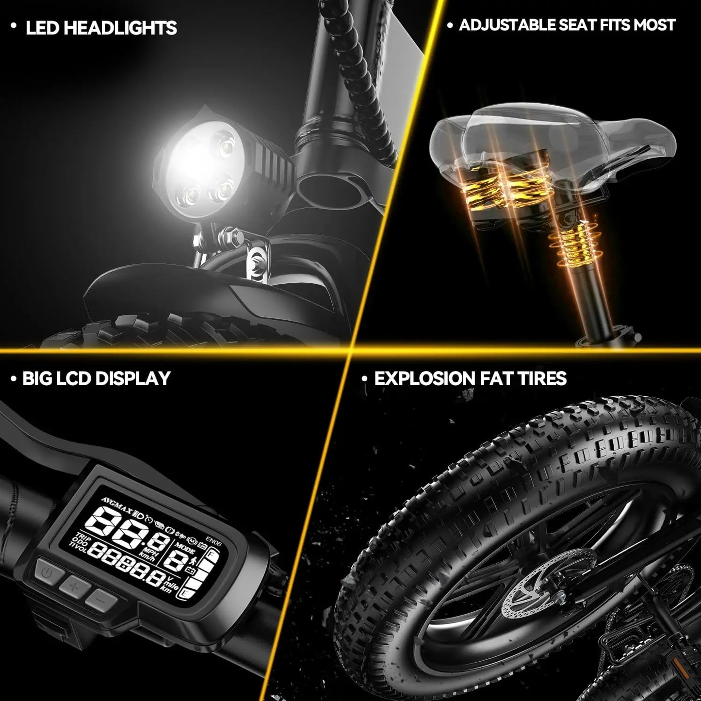 Cybervelo 1000W Folding Electric Bike, 48V 20.8AH Removable Battery for Adults,30+MPH 80 Miles Max Range, 20" Fat Tire Mars700
