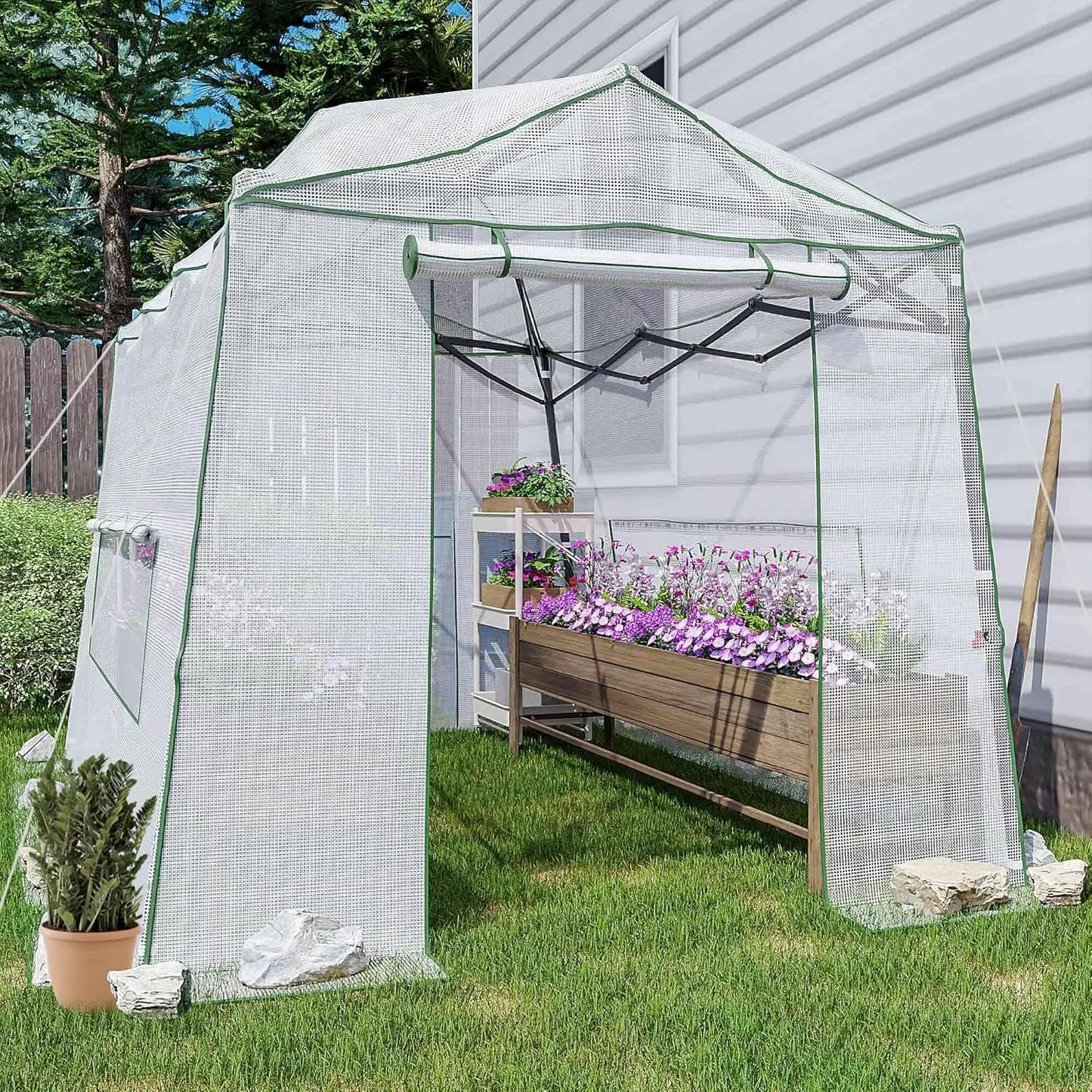 11 x 8.5 x 7.5 FT Walk-in Greenhouse, Portable Pop-up Greenhouse for Indoor Outdoor, Plant Garden Green House with, Customized