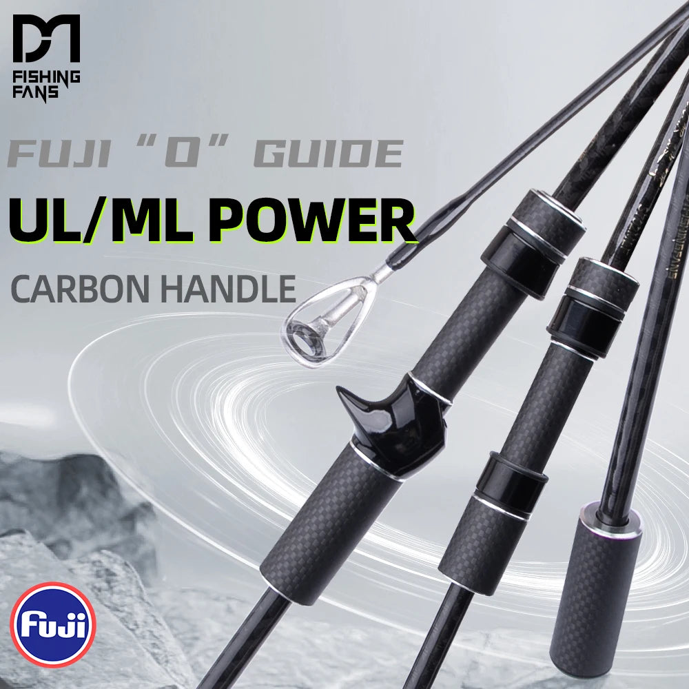 FISHINGFANS CARBON HANDLE UL ML FUJI O GUIDE X CROSS CARBON TAPE ULTRALIGHT MEDIUM LIGHT SPINNING CASTING FISHING ROD