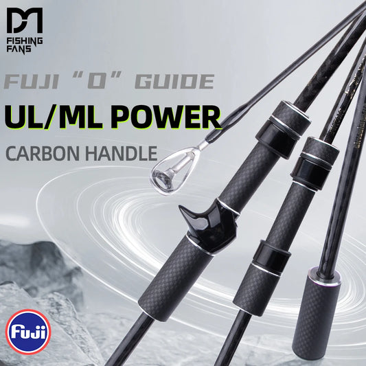 FISHINGFANS CARBON HANDLE UL ML FUJI O GUIDE X CROSS CARBON TAPE ULTRALIGHT MEDIUM LIGHT SPINNING CASTING FISHING ROD