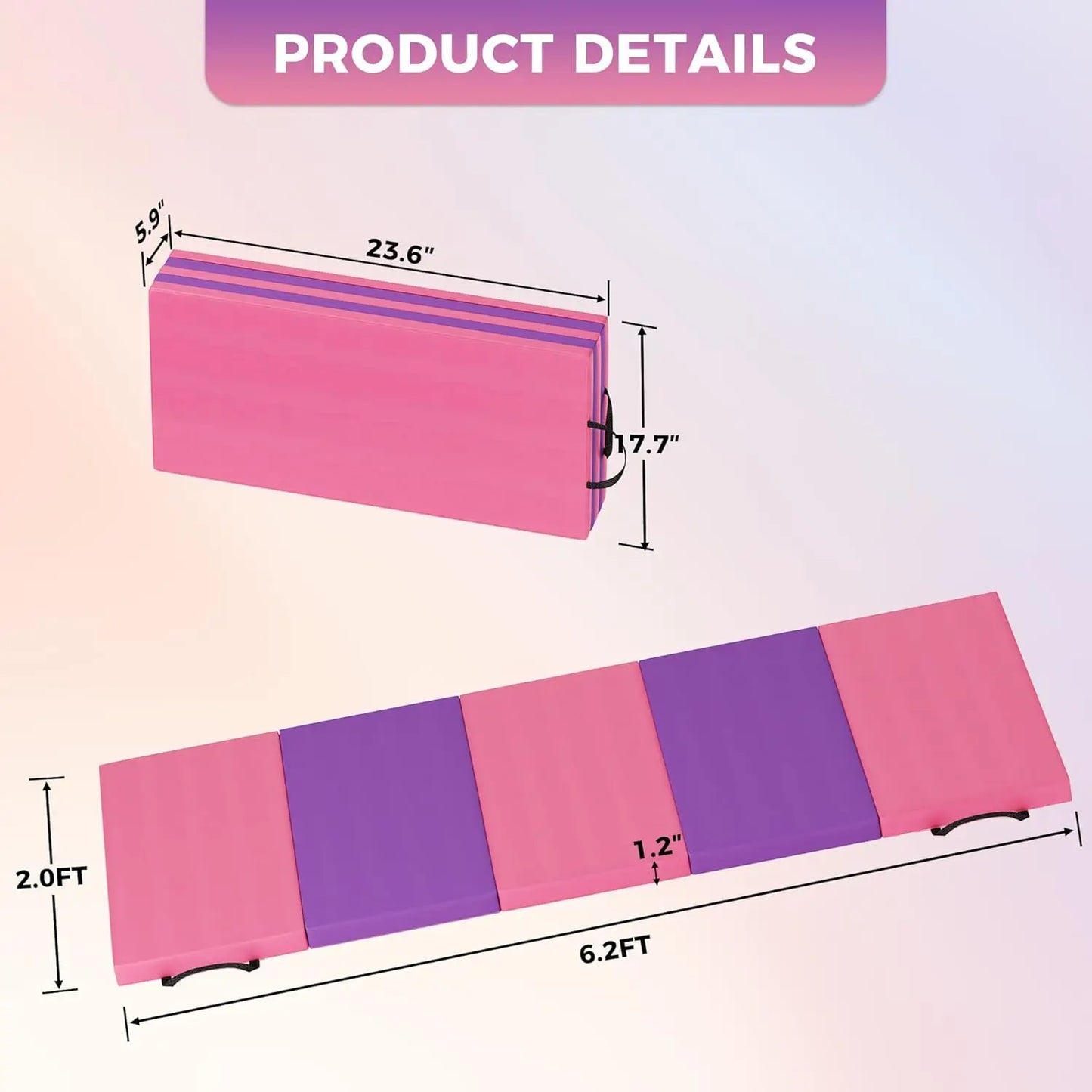 Folding Gymnastics Mat, Exercise Mats, Gymnastics Tumbling Mats, Thick Portable Home Gym Floor Pad for Yoga, Pilates, Aerobics