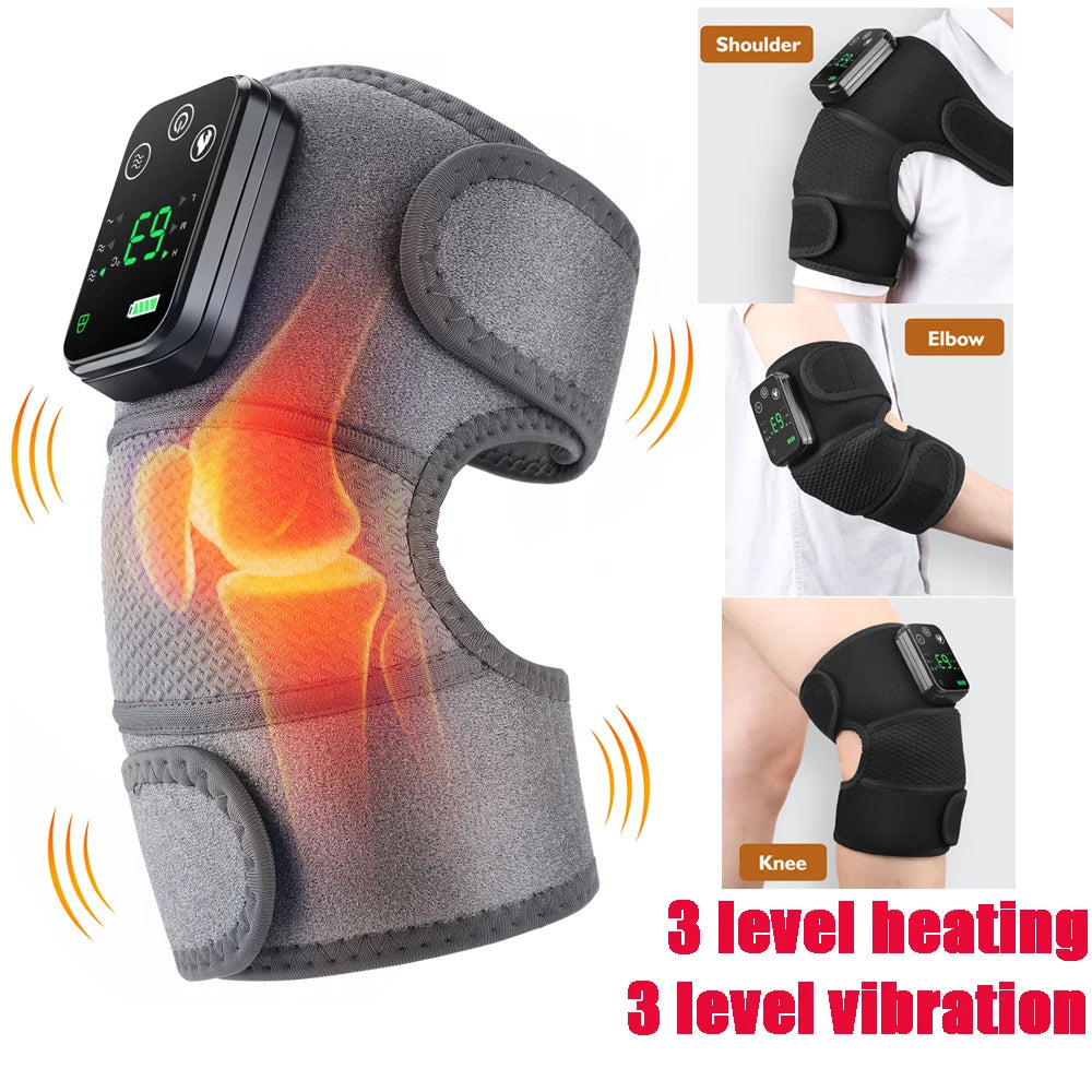 Eletric Heating Knee Massage Instrument Cordless Hot Compress Vibrator Knee Pad Joint for Elbow Leg Brace Care Muscle Relaxation