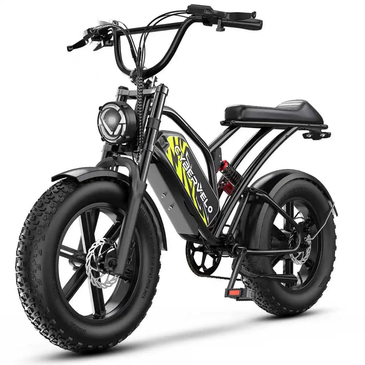 Cybervelo 1600W Peak 20" Fat Tire All-Terrain E-Bike, 80 Miles 30MPH Electric Dirt Bike, E-Motocycle with one year warrenty EK11