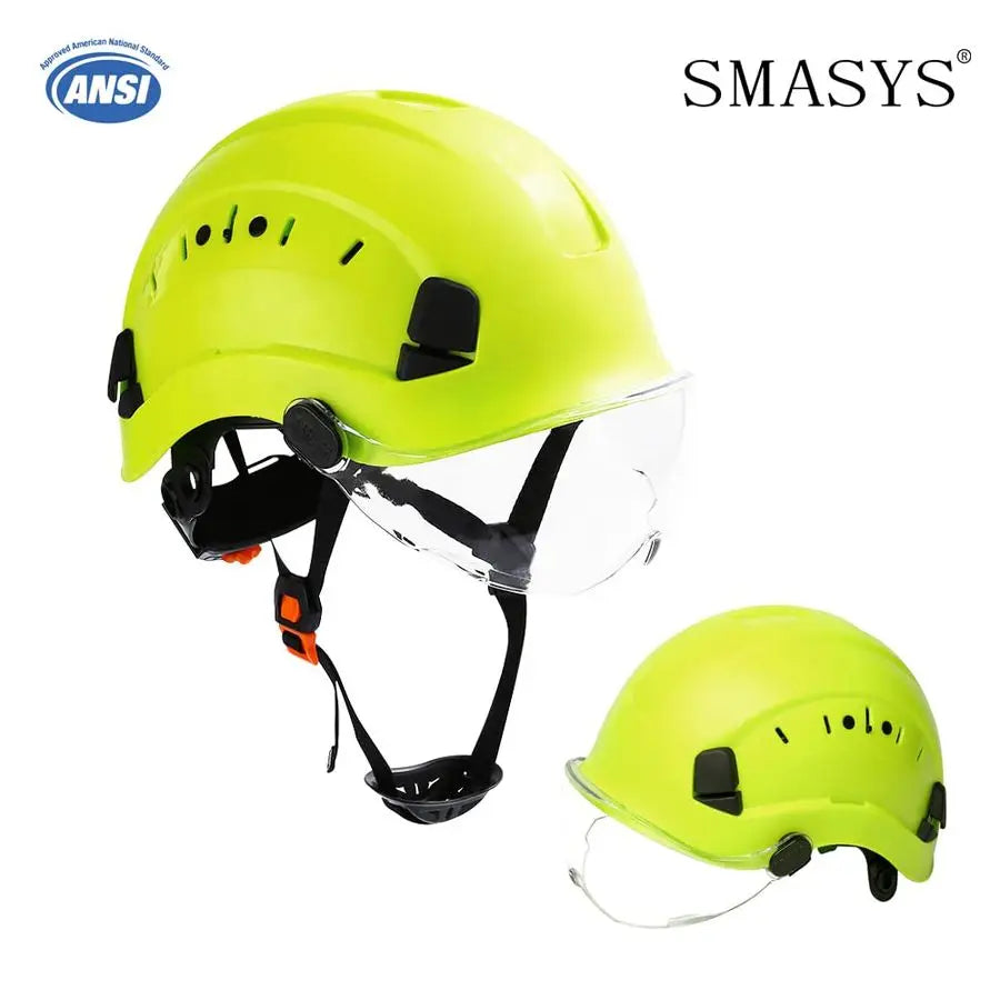 Safety Hard Hat ABS Helmet Adjustable with Visor 6Point Suspension Perfect for Construction and Climbing