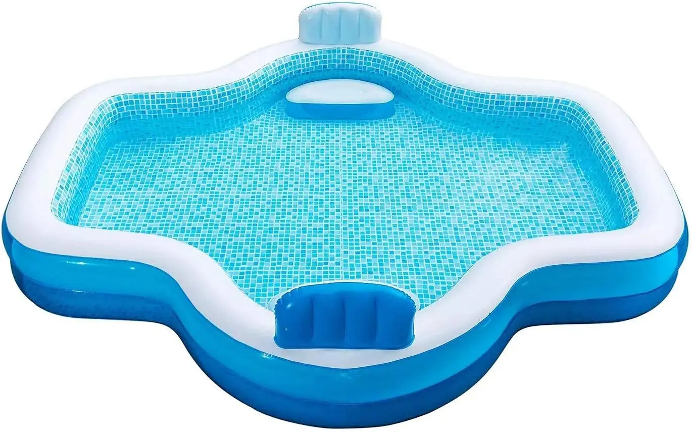 10-Foot Family Pool with 2 Inflatable Seats and Backrests, Durable & Easy Setup