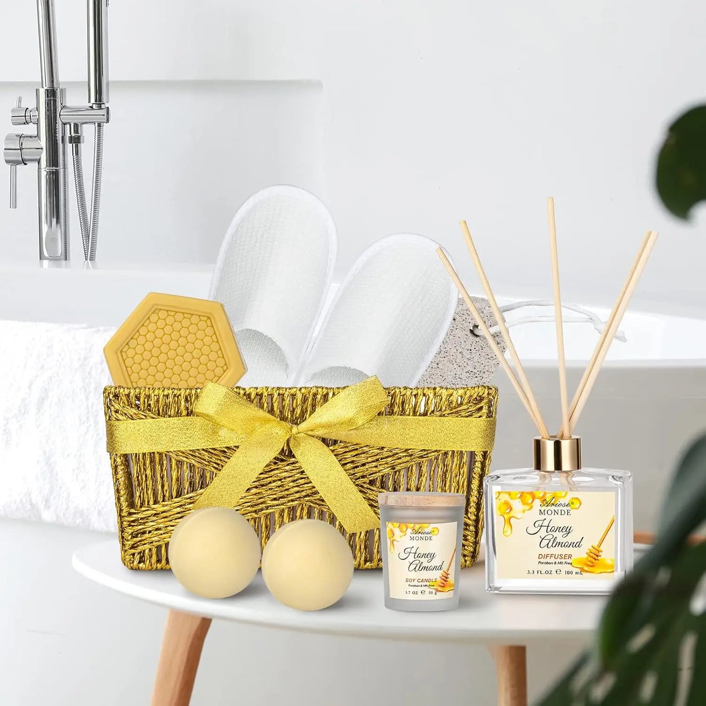 Luxury Honey Almond Spa Gift Set, 15-Piece Bath & Body Kit for Women & Teens, Relaxing Home Spa Experience