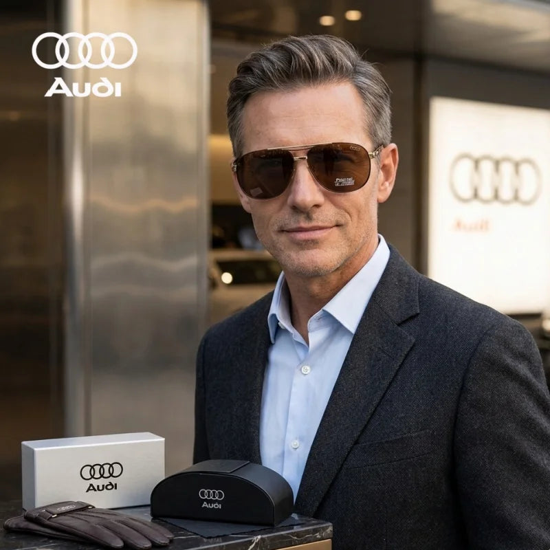 AUDI Professional Driving Polarized Sunglasses Men Anti-Glare Sun Glasses Luxury Pilot Goggles UV400 Oculos De Sol Masculino