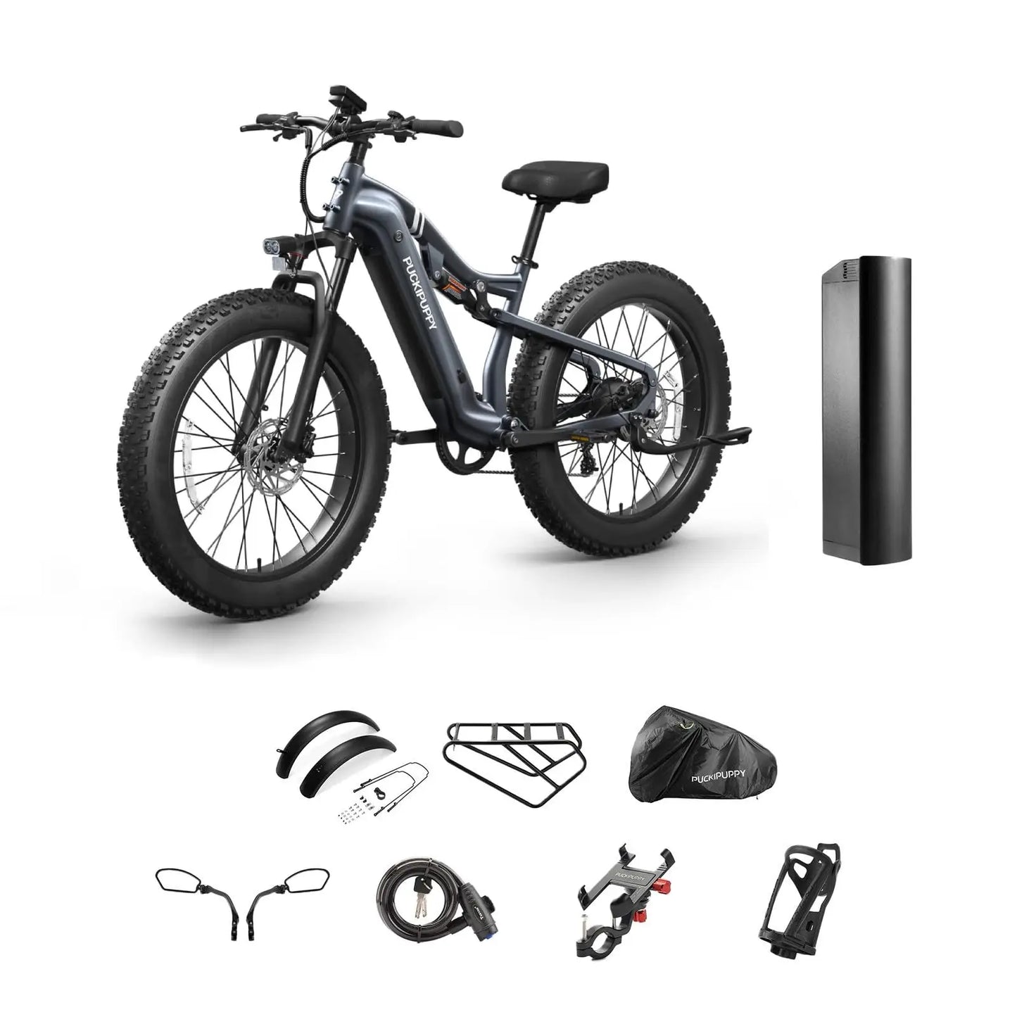 PUCKIPUPPY Labrador-pro Electric Bike 26" Fat Tire Full Suspension Electric Mountain Bike 1350W 48V 20AH Ebike 2-Year Warranty