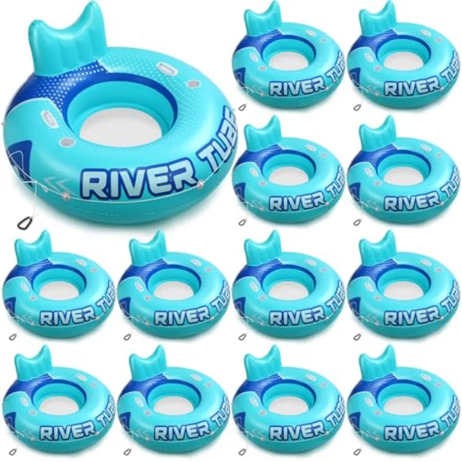 12 Pcs 53 Heavy Duty River Tube Float Inflatable Pool Floating Tube for Adult Large River Raft Water Chair Lounger with Mesh Bo