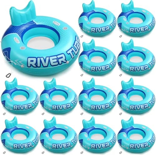 12 Pcs 53 Heavy Duty River Tube Float Inflatable Pool Floating Tube for Adult Large River Raft Water Chair Lounger with Mesh Bo