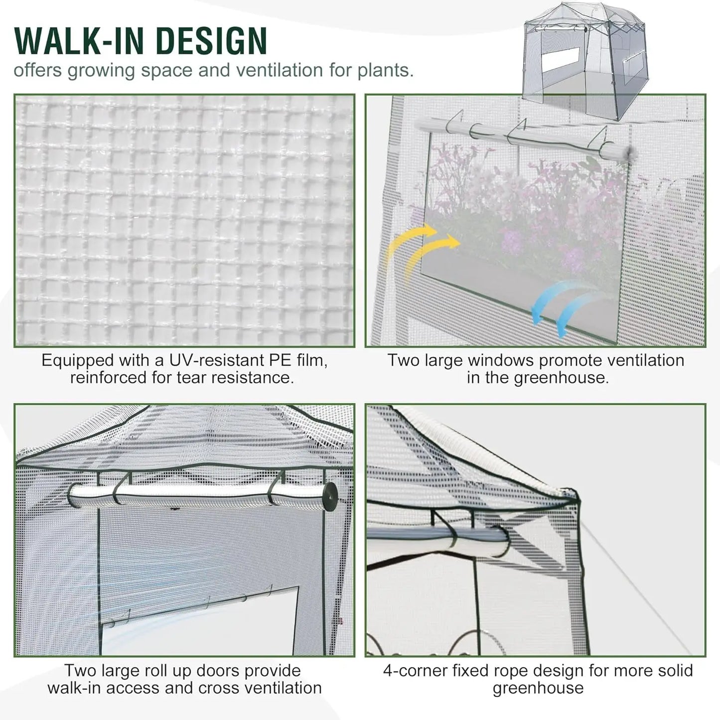 11 x 8.5 x 7.5 FT Walk-in Greenhouse, Portable Pop-up Greenhouse for Indoor Outdoor, Plant Garden Green House with, Customized