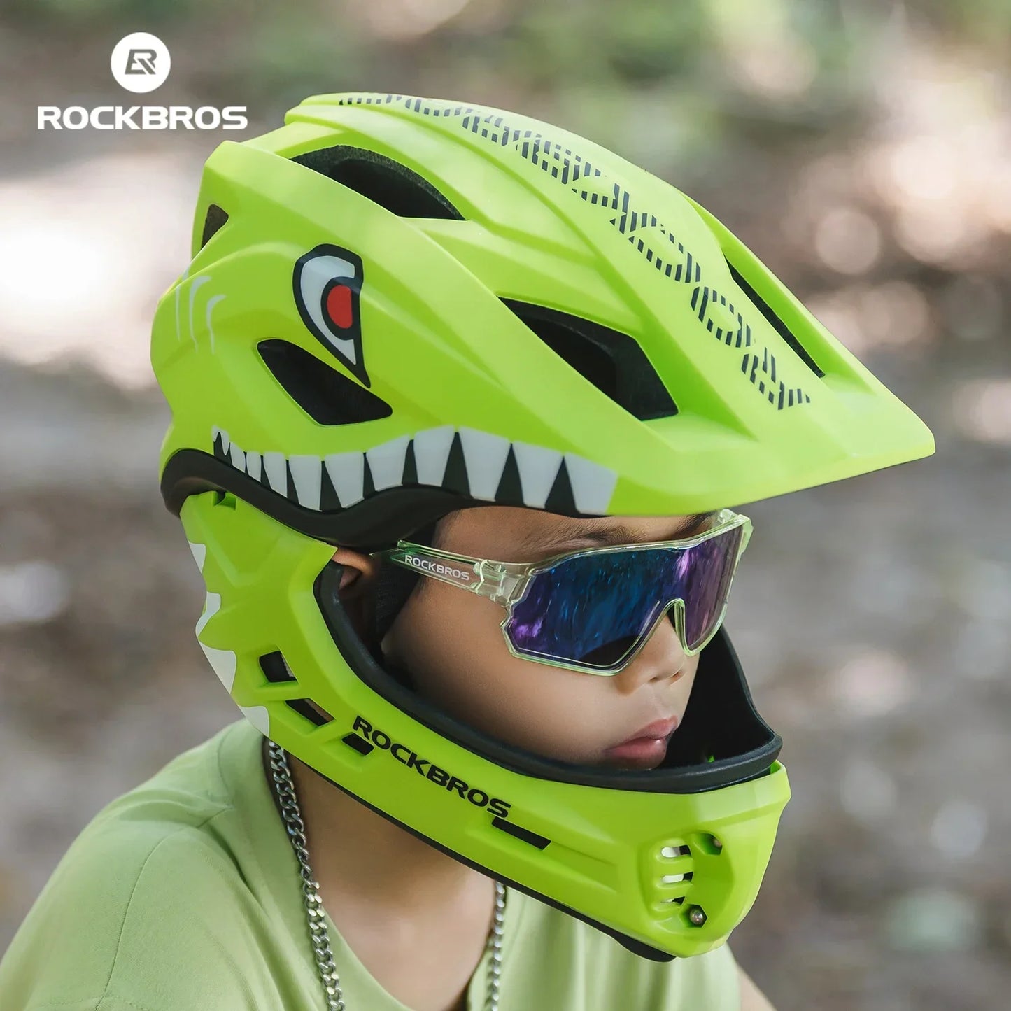 ROCKBROS Child Cycling Helmets Detachable Full Face Helmet Lightweight Adjustable Bicycle Scooter Helmet Safety Breathable