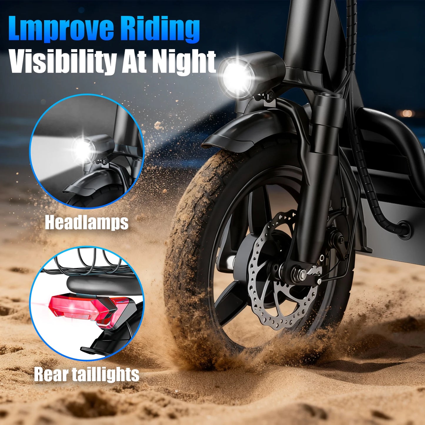 14-inch adult folding electric scooter 48V10.4Ah, 500W peak motor, 20MPH maximum load 330LBS, 28 miles of range full suspension