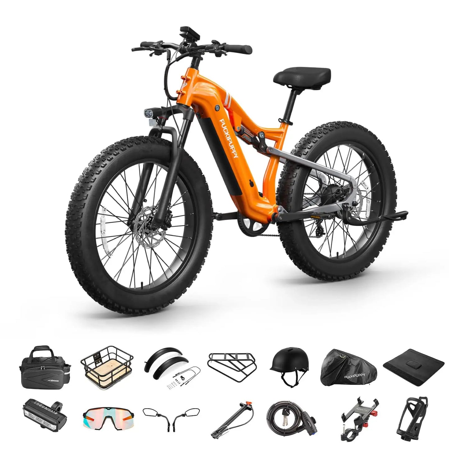 PUCKIPUPPY Labrador-pro Electric Bike 26" Fat Tire Full Suspension Electric Mountain Bike 1350W 48V 20AH Ebike 2-Year Warranty